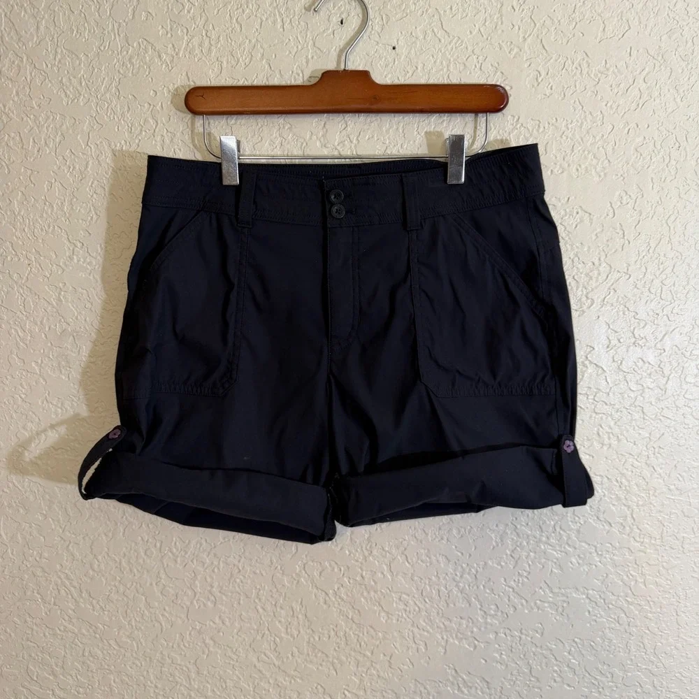 Eddie Bauer‎ Rolled Hem Bermuda Short Womens 10 Black Hiking Outdoor Casual